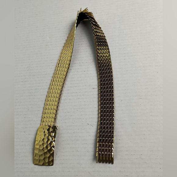 Statement Vintage 1990 Scalloped Fish Scale Stretch Belt Gold Tone Casual main image 7